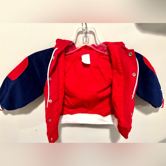 Vintage Baby Bomber Jacket Hoodie 18 Months Red Blue Ivy League 100% Cotton - Picture 12 of 13